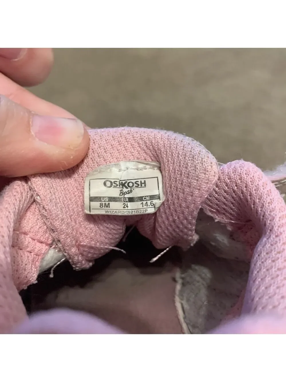 OshKosh B’gosh kids pink shiny sneakers shoes slip-on Velcro closure toddler 8